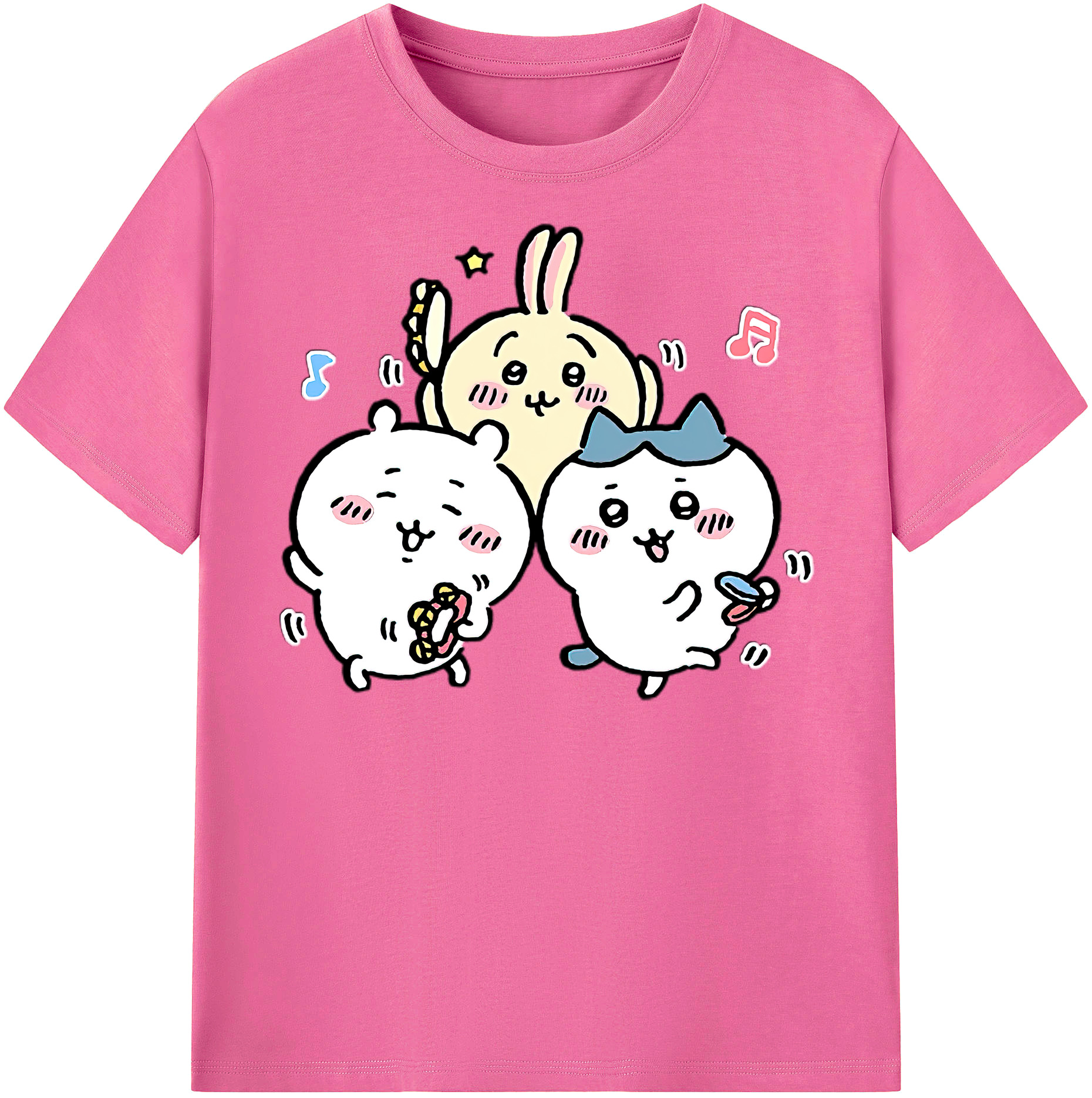 （画像用） ちいかわ ハチワレ Chii-kawa hachiware レディースカジュアルプリントTシャツ（綿100％）